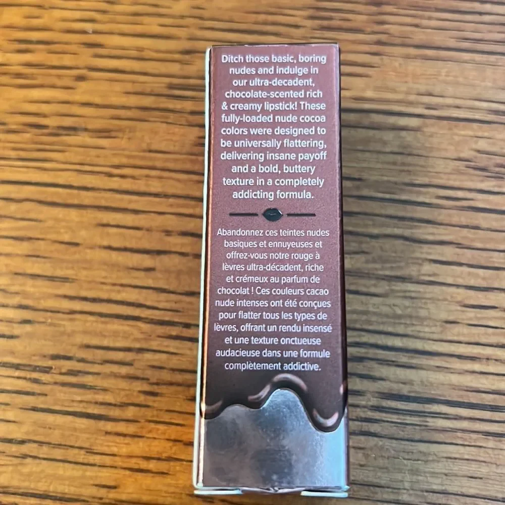 NIB Too Faced Buttercream Cocoa Bold Lipstick New Full Sz